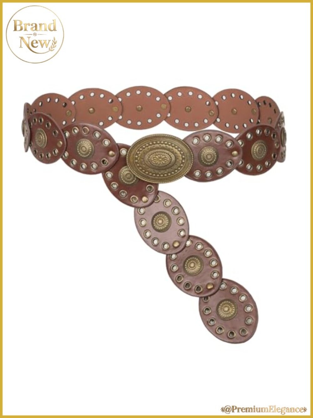 Wide Western Disc Belt Faux Leather Concho Vintage Cowgirl Waist Belt